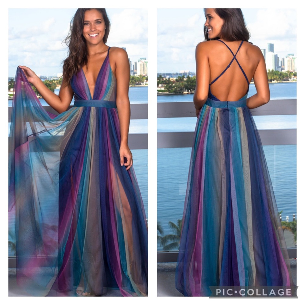 NWT Luxxel Stormy Rainbow Tulle Fairy Dress Size Small